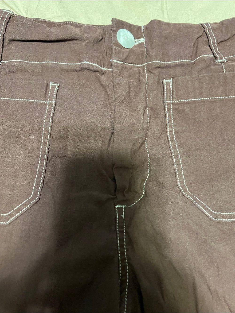 Anthropologie Collette Crop Pants in Brown with Contrast Stitching - Picture 3 of 4